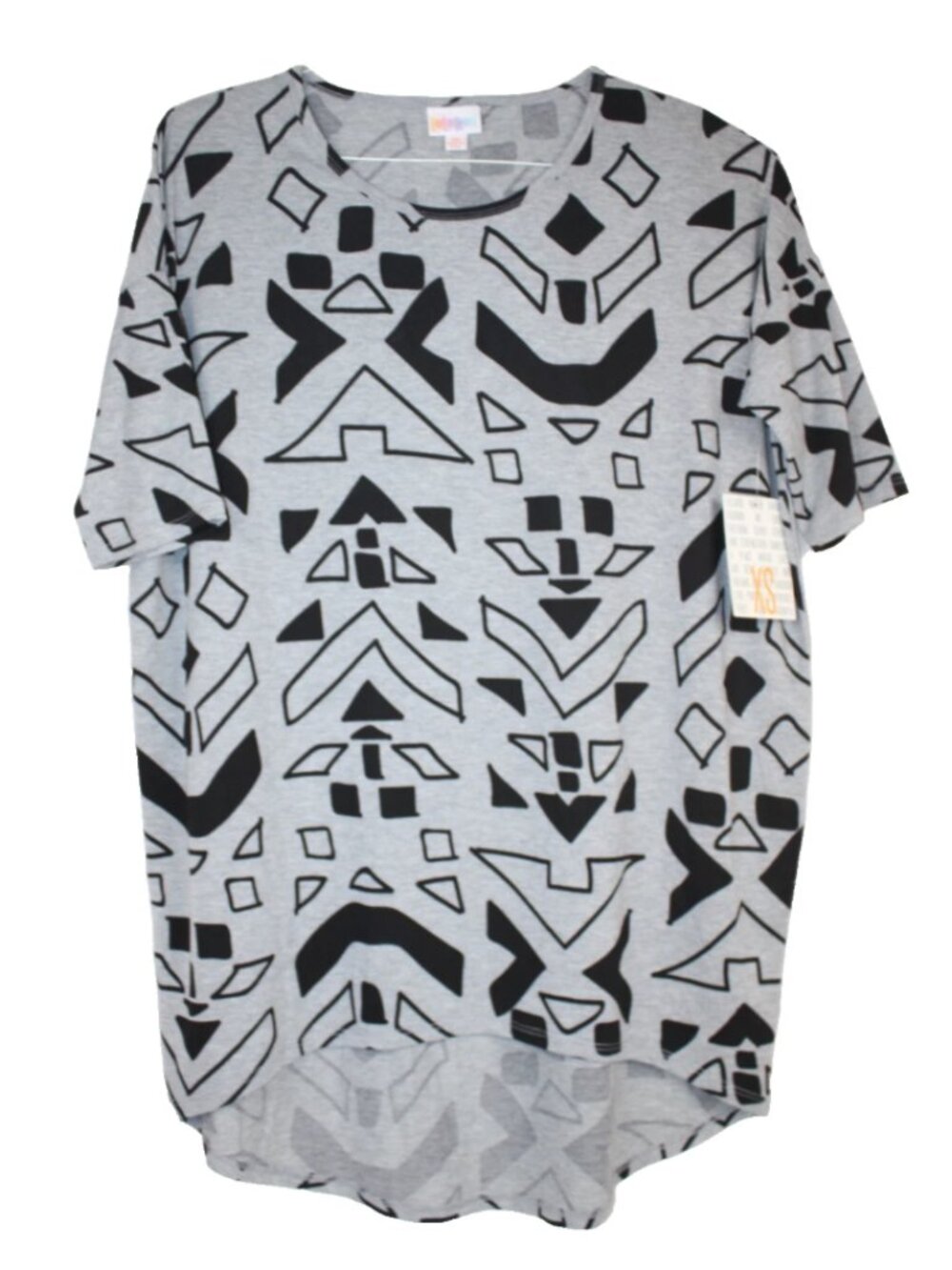LuLaRoe IRMA T Shirt Women's Top Short Sleeves NWT Size XS XSmall Gray Black